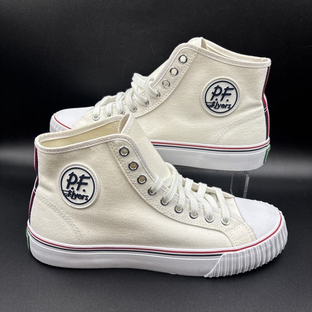 PF Flyers Men's Mid Top Lace-Up Athletic Sneakers White MC2001WT Size 8